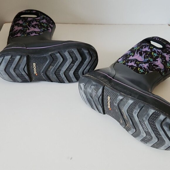 BOGS | Rain Boots Classic II Unicorn Awesome Black Purple Youth Sz 5 - Picture 5 of 5